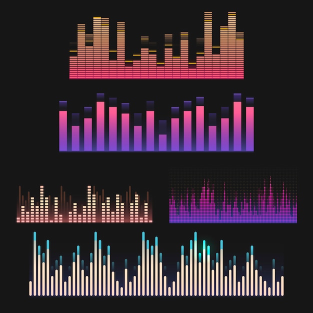 Sistema colorido del diseño del vector del equalizador de la onda acústica