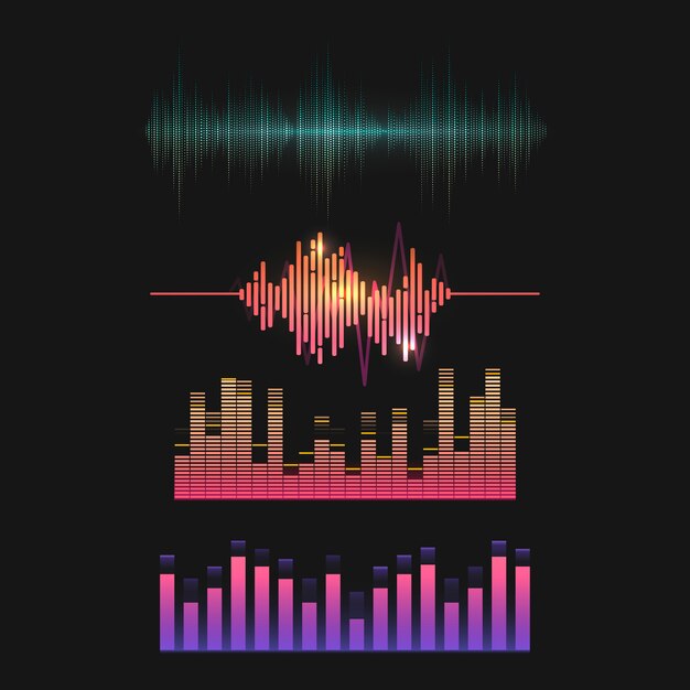 Sistema colorido del diseño del vector del equalizador de la onda acústica