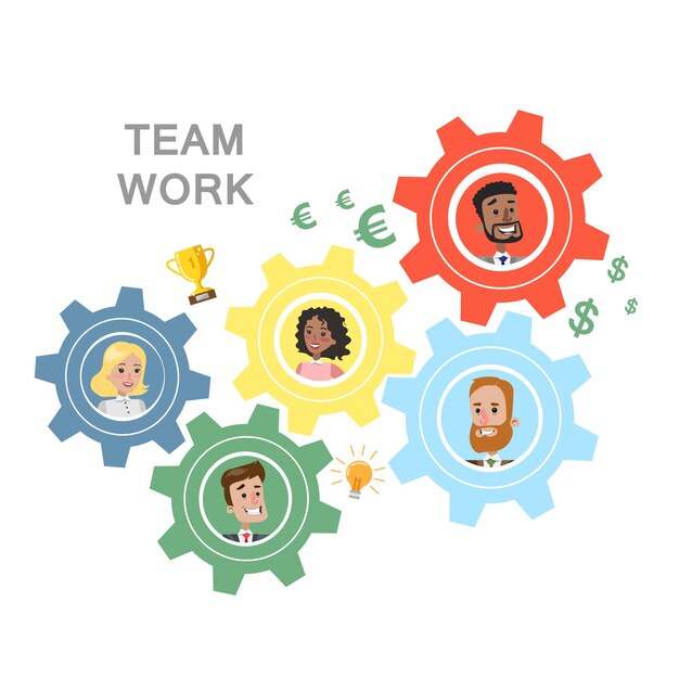 Sistema de negocio de trabajo en equipo Trabajando juntos para obtener resultados