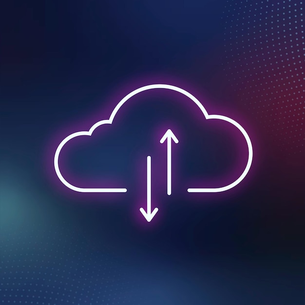 Vector gratuito sistema de redes digitales de icono de nube de neón rosa