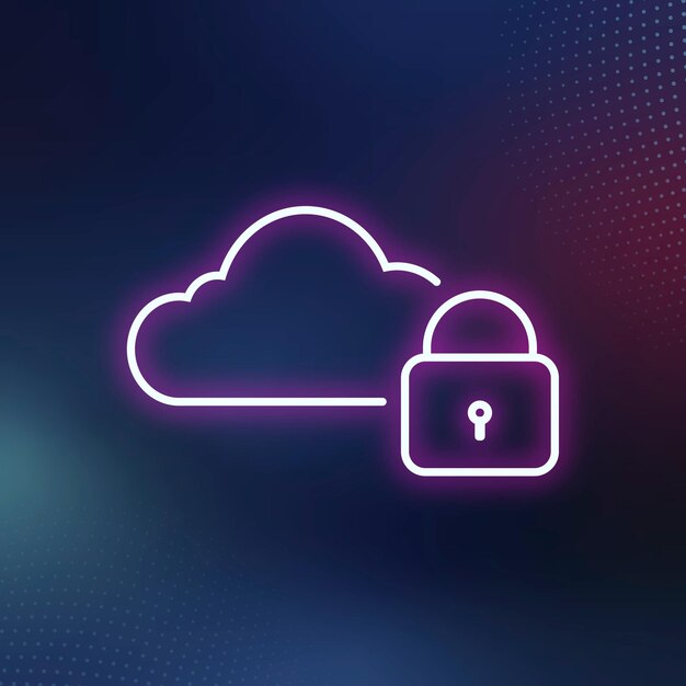 Sistema de redes digitales de icono de seguridad de nube rosa