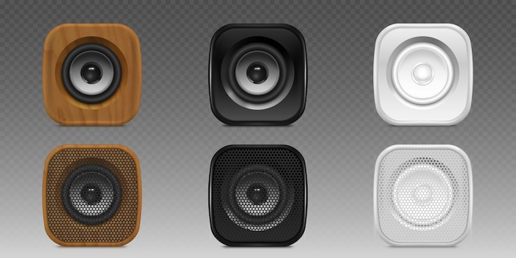 Vector gratuito sistemas de altavoces de sonido cuadrados