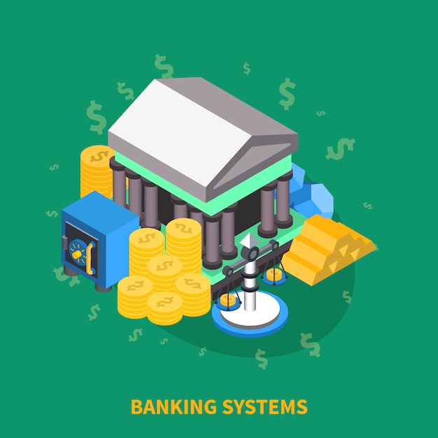 Sistemas Bancarios Isométricos Redondos Composición
