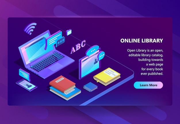 sitio con biblioteca en línea, portal de e-learning