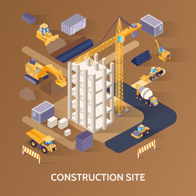 Sitio de construcción isométrica
