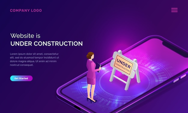 Sitio web en construcción, error de trabajo de mantenimiento