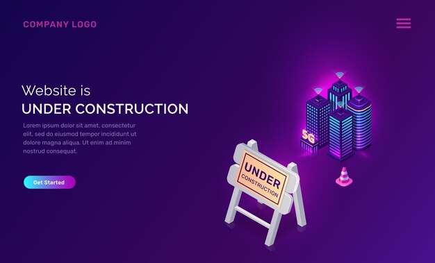 Sitio web en construcción, error de trabajo de mantenimiento