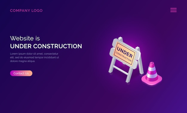 Vector gratuito sitio web en construcción, error de trabajo de mantenimiento