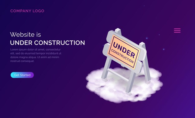 Sitio web en la página de inicio de construcción