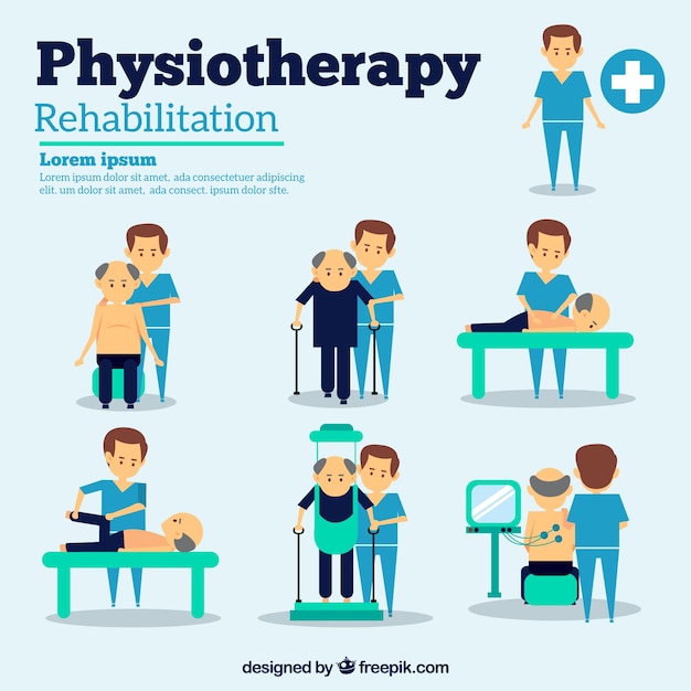 Vector gratuito situaciones de fisioterapia