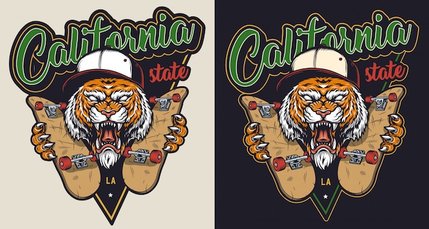 Skateboarding de época con estampado colorido