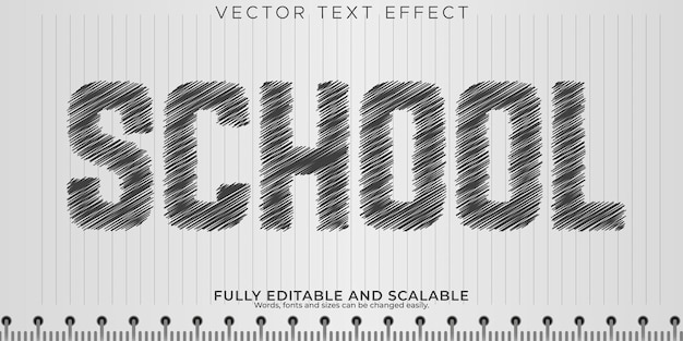 Vector gratuito sketch book efecto de texto dibujo editable y estilo de texto escolar