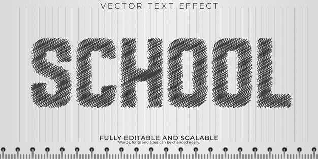 Sketch book efecto de texto dibujo editable y estilo de texto escolar