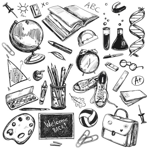 Vector gratuito sketch doodles back to school background