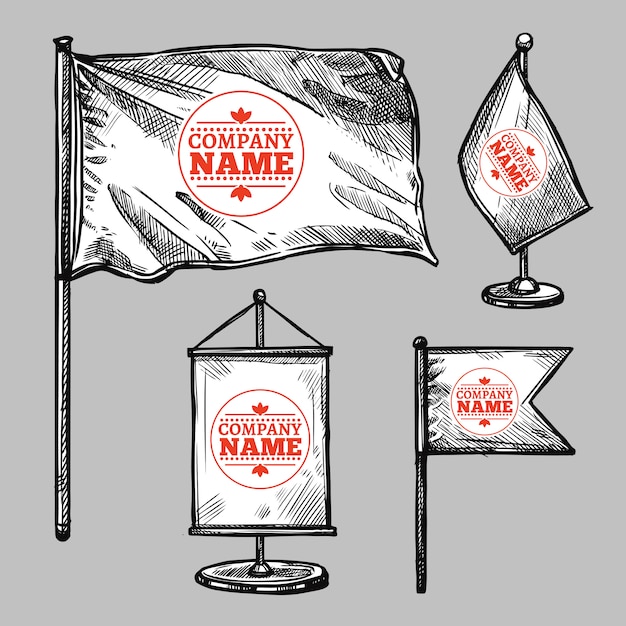 Vector gratuito sketch logo flags set