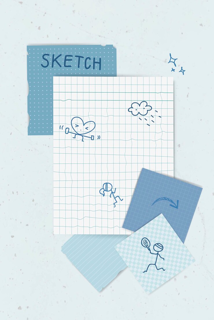 Vector gratuito sketch vector de colección de papel de carta azul