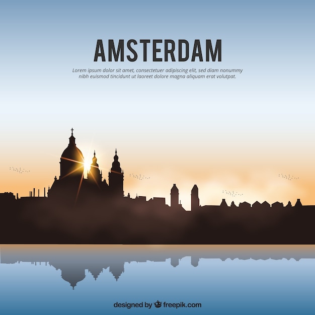 Vector gratuito skyline de amsterdam