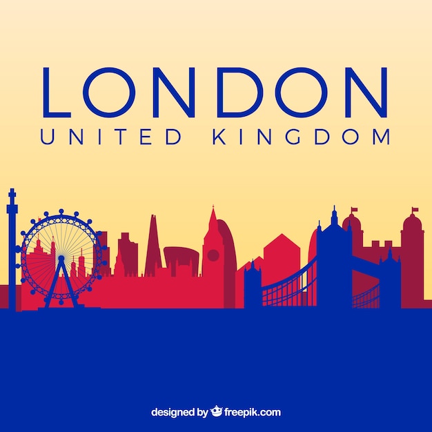 Vector gratuito skyline azul y roja de londres