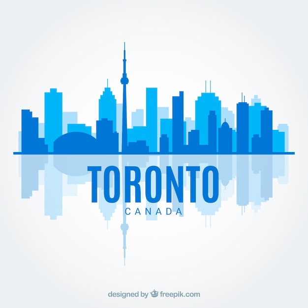 Vector gratuito skyline azul de toronto en estilo flat