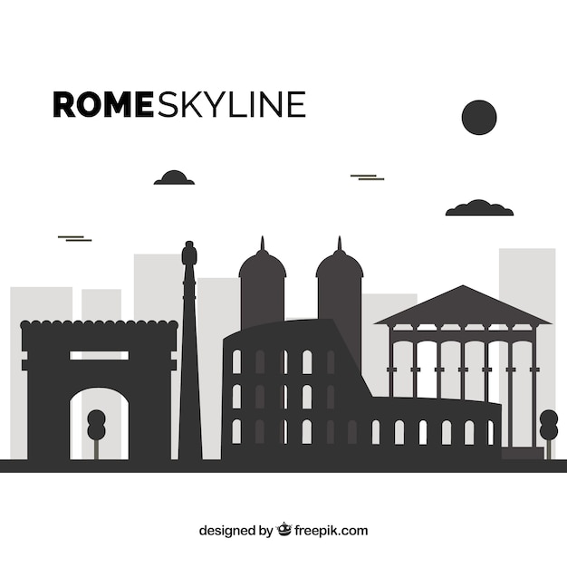 Vector gratuito skyline blanco y negro de roma