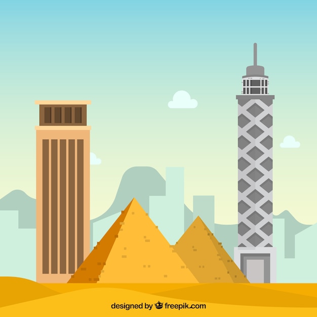 Vector gratuito skyline de el cairo, egipto