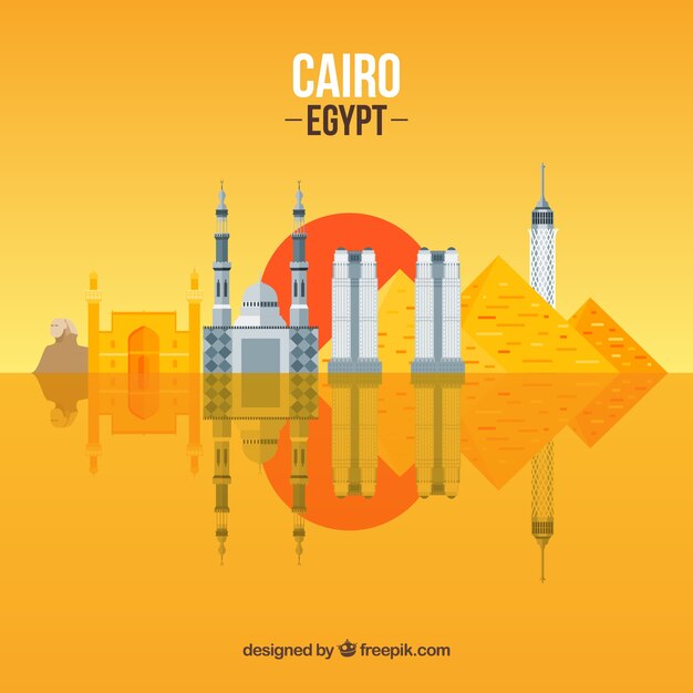 Skyline de el cairo elegante con diseño plano