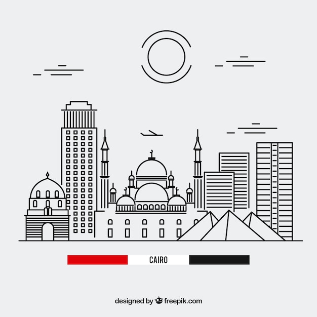 Skyline de el cairo con estilo lineal