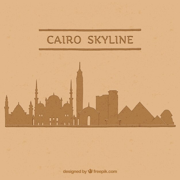 Skyline elegante de el cairo en acuarela