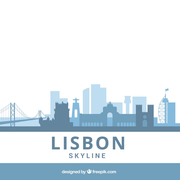 Vector gratuito skyline flat azul de lisboa