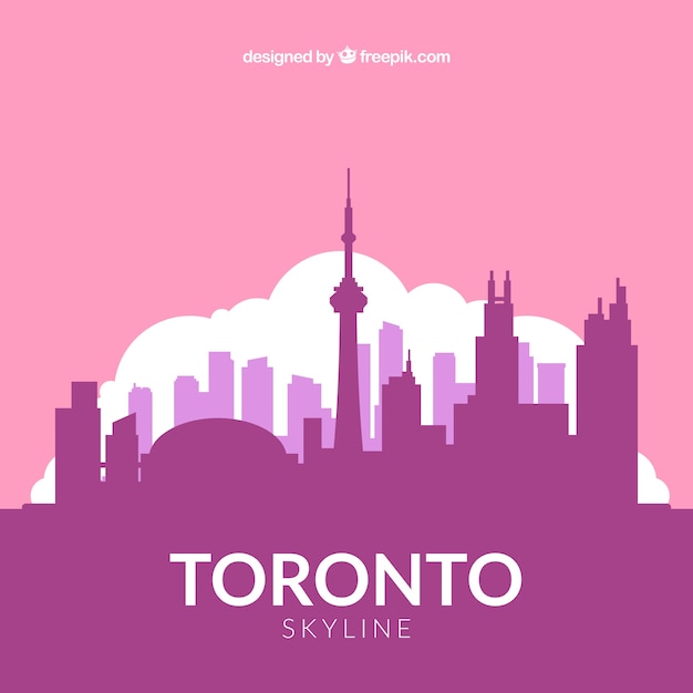 Vector gratuito skyline flat rosa de toronto