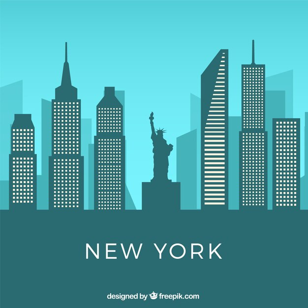 Skyline de nueva york en estilo flat