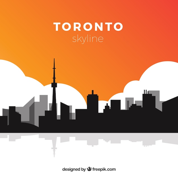 Vector gratuito skyline de toronto con nubes