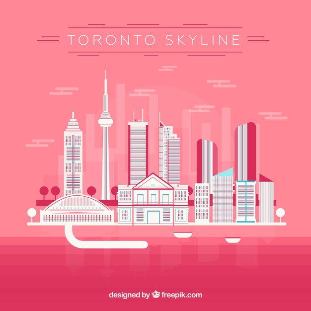 Skyline de toronto sobre fondo rosa