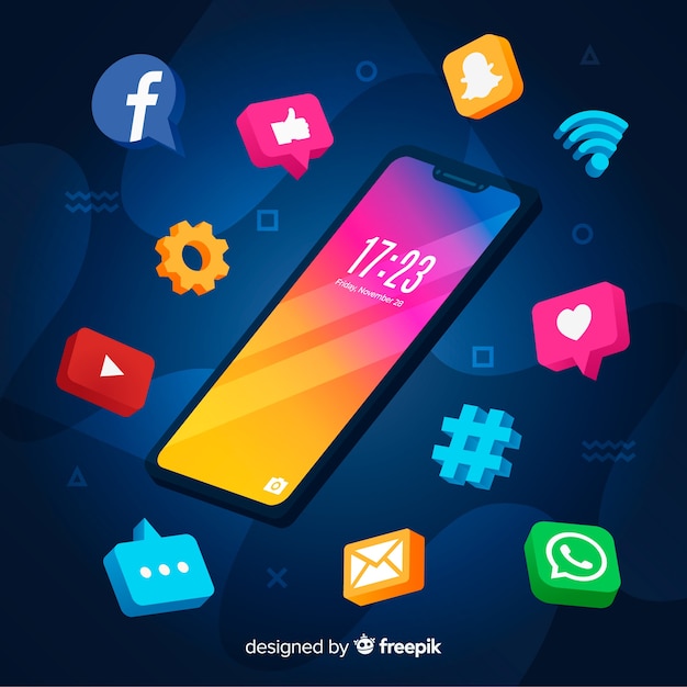 Smartphone antigravedad con elementos