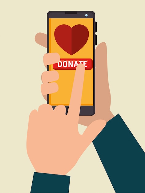 Smartphone para donación de caridad en línea