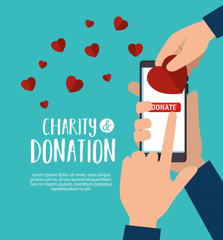 Vector gratuito smartphone para donación de caridad en línea