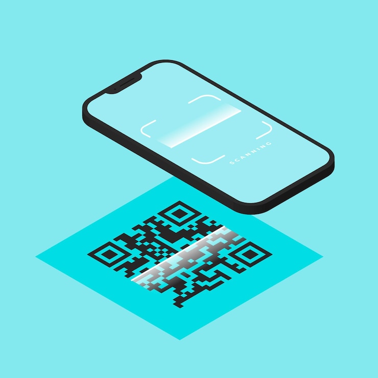 Vector gratuito smartphone escaneando código qr