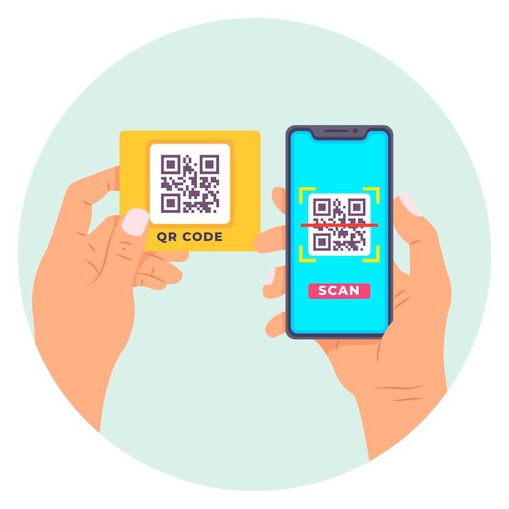 Vector gratuito smartphone escaneando código qr