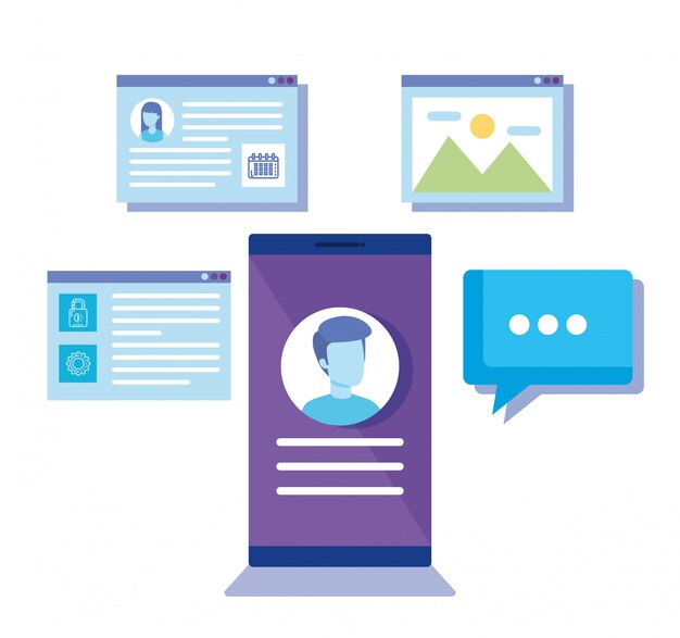Smartphone con iconos de redes sociales