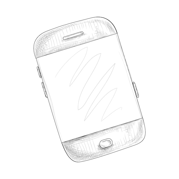 Vector gratuito smartphone en la ilustración de vector de estilo dibujado a mano