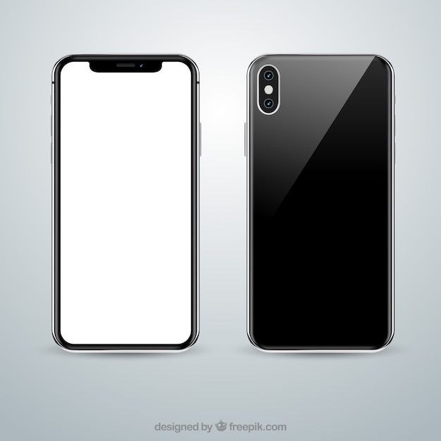 smartphone con pantalla blanca en estilo realista