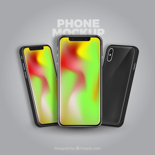 smartphone con vistas diferentes en estilo realista