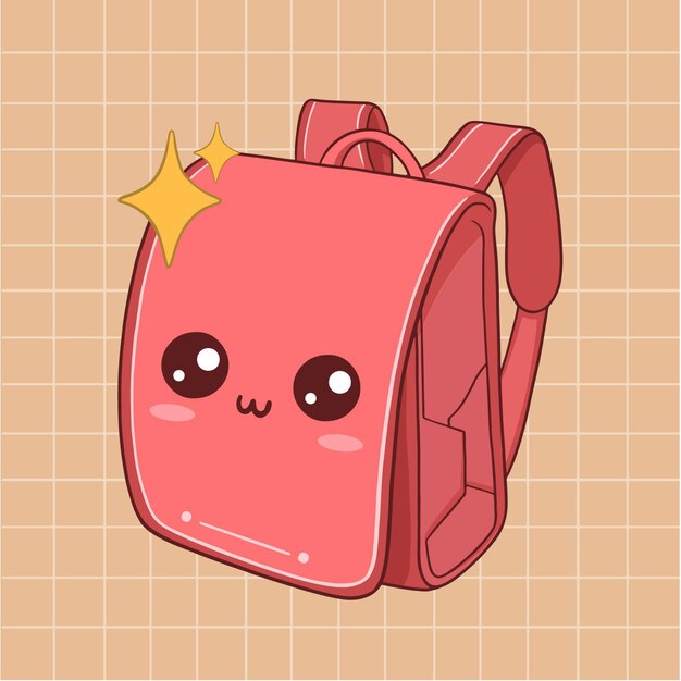 Smiley kawaii randoseru con estrellas
