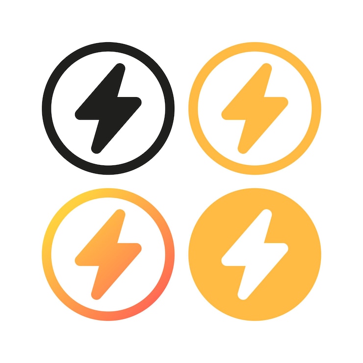 Vector gratuito smooth lightning bolt cirlce múltiples estilos