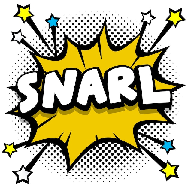 Snarl pop art comic speech bubbles libro efectos de sonido