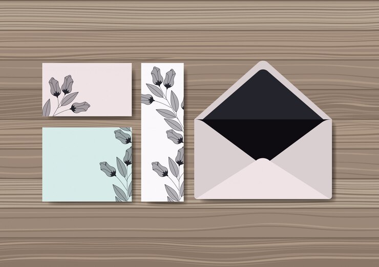 Vector gratuito sobre con invitación y decoración floral.