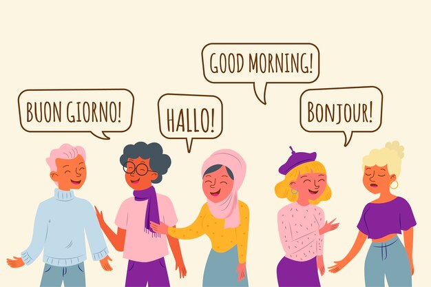 Sociedad hablando en diferentes idiomas