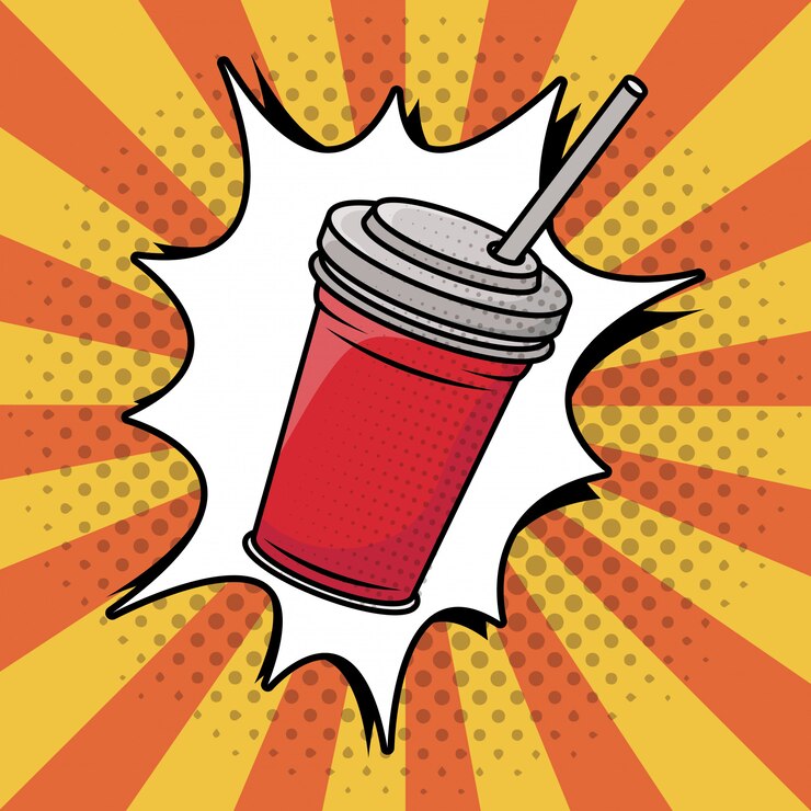 Vector gratuito soda en maceta de plástico estilo pop art