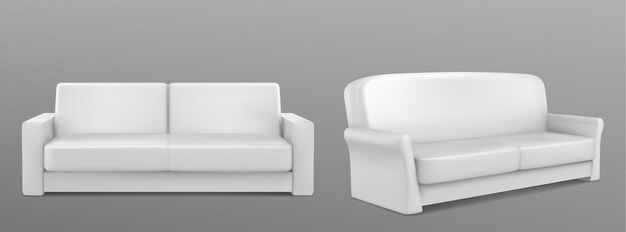 Sofá blanco 3D con superficie de tela