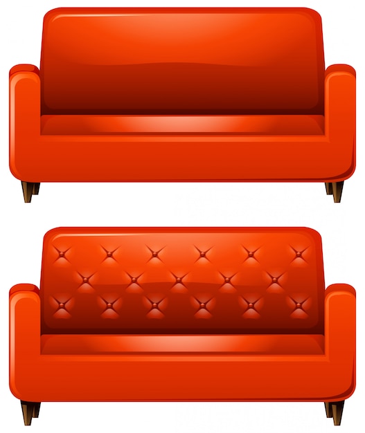 Sofá de cuero rojo.